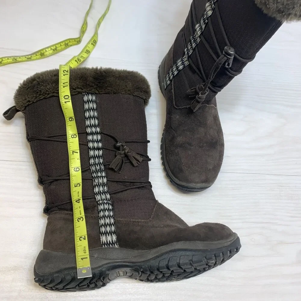 Baffin AMAK 4710-W001 Brown Suede Leather Faux‎ Fur Mid Calf Snow Boots Size 8